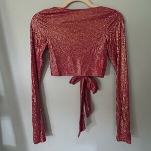 Pink glitter long sleeve tie back
